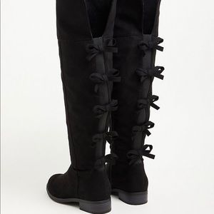 Torrid Bow Back OTK Boot - Faux Suede Black *brand new in the box*